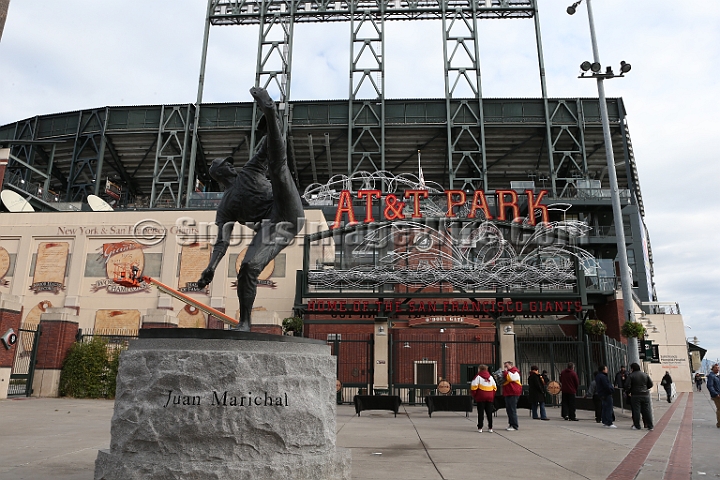 122912 Kraft SA-006.JPG - Dec 29, 2012; San Francisco, CA, USA; General view of Juan Marichal statue and AT&T Park before the 2012 Kraft Fighting Hunger Bowl at AT&T Park.